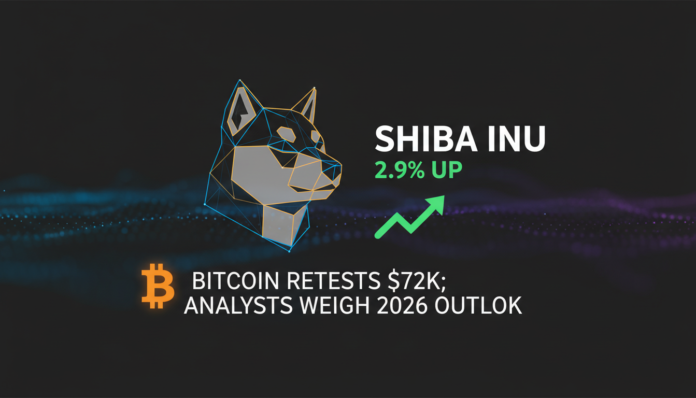 Shiba Inu Rallies 2.9% as Bitcoin Retests $72K; Analysts Weigh 2026 Outlook