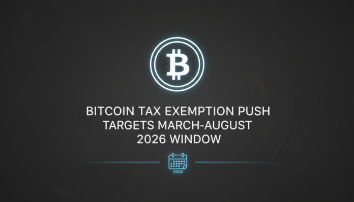 Bitcoin Tax Exemption Push Targets March-August 2026 Window