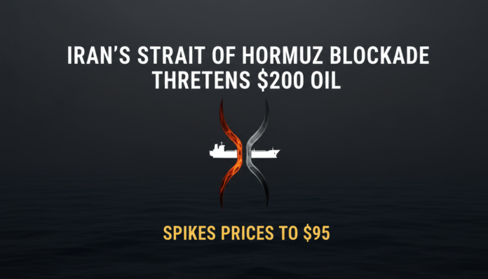 Iran's Strait of Hormuz Blockade Threatens $200 Oil, Spikes Prices to $95