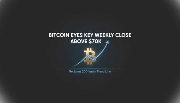 Bitcoin Eyes Key Weekly Close Above $70K, Reclaims 200-Week Trend Line