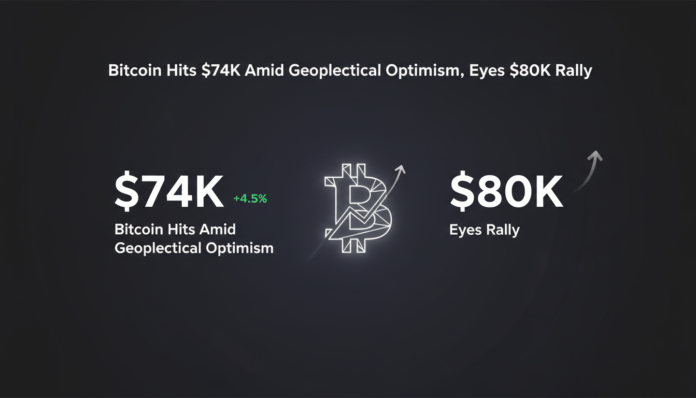 Bitcoin Hits $74K Amid Geopolitical Optimism, Eyes $80K Rally