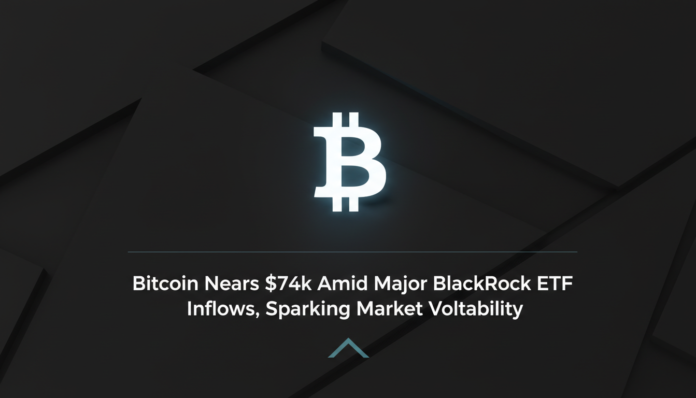 Bitcoin Nears $74k Amid Major BlackRock ETF Inflows, Sparking Market Volatility