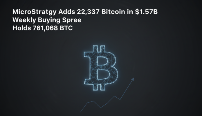 MicroStrategy Adds 22,337 Bitcoin in $1.57B Weekly Buying Spree, Holds 761,068 BTC