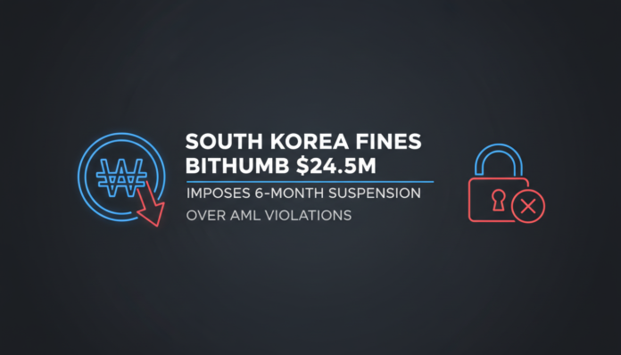 South Korea fines Bithumb $24.5M, imposes 6-month suspension over AML violations