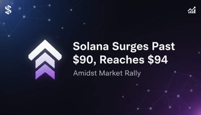 Solana Surges Past $90, Reaches $94 Amidst Market Rally