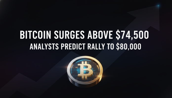 Bitcoin Surges Above $74,500 as Analysts Predict Rally to $80,000