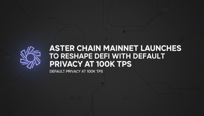 Aster Chain Mainnet Launches to Reshape DeFi With Default Privacy at 100K TPS