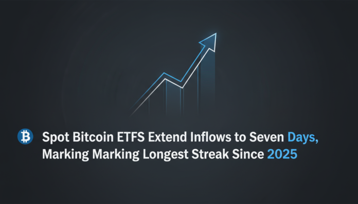 Spot Bitcoin ETFs Extend Inflows to Seven Days, Marking Longest Streak Since 2025