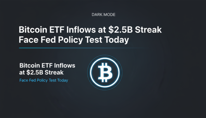 Bitcoin ETF Inflows at $2.5B Streak Face Fed Policy Test Today