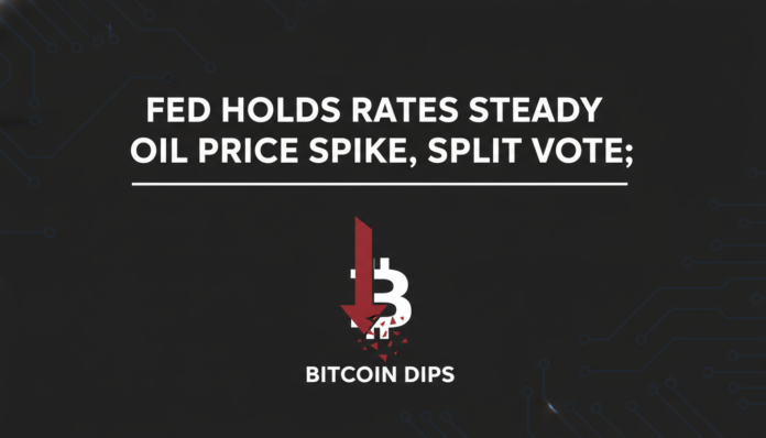 Fed Holds Rates Steady Amid Oil Price Spike, Split Vote; Bitcoin Dips