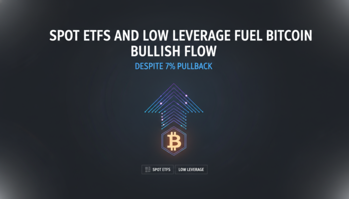 Spot ETFs and Low Leverage Fuel Bitcoin Bullish Flow Despite 7% Pullback
