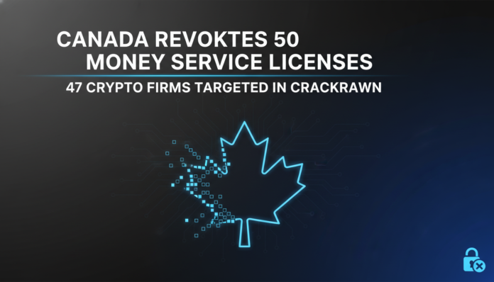 Canada Revokes 50 Money Service Licenses, 47 Crypto Firms Targeted in Crackdown