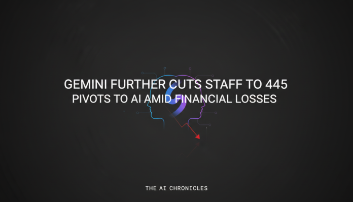Gemini Further Cuts Staff to 445, Pivots to AI Amid Financial Losses