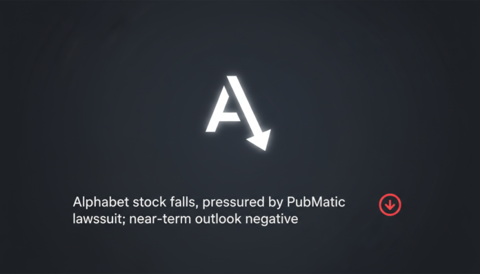 Alphabet stock falls, pressured by PubMatic lawsuit; near-term outlook negative.