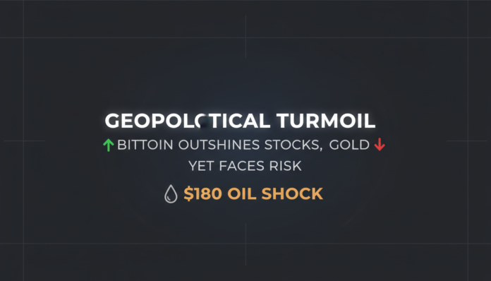 Geopolitical Turmoil: Bitcoin Outshines Stocks, Gold, Yet Faces Risk from $180 Oil Shock