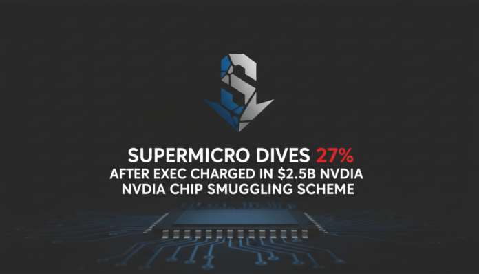 Supermicro dives 27% after exec charged in $2.5B Nvidia chip smuggling scheme.