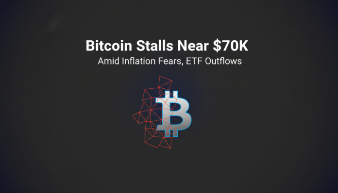 Bitcoin Stalls Near $70K Amid Inflation Fears, ETF Outflows
