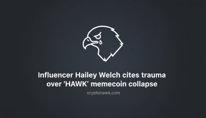 Influencer Hailey Welch cites trauma over ‘HAWK’ memecoin collapse