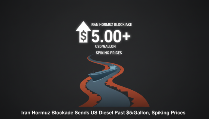 Iran Hormuz Blockade Sends US Diesel Past $5/Gallon, Spiking Prices