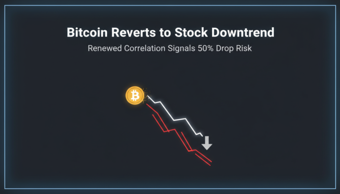 Bitcoin Reverts to Stock Downtrend, Renewed Correlation Signals 50% Drop Risk