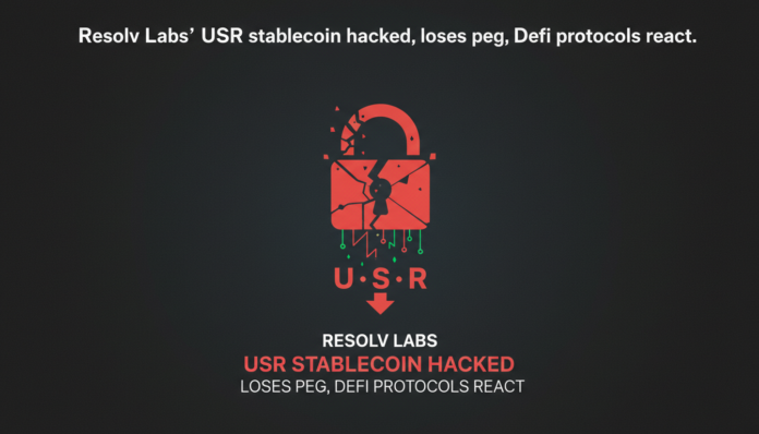 Resolv Labs' USR stablecoin hacked, loses peg, DeFi protocols react.