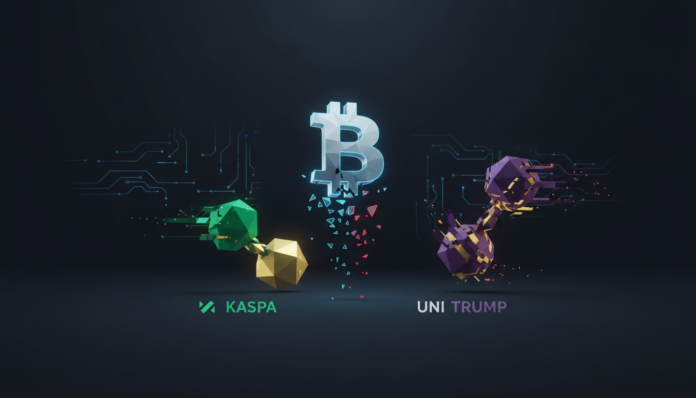 Bitcoin drops as tensions escalate; Kaspa, DeXe shine while UNI, TRUMP lead losses