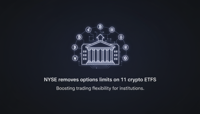 NYSE removes options limits on 11 crypto ETFs, boosting trading flexibility for institutions