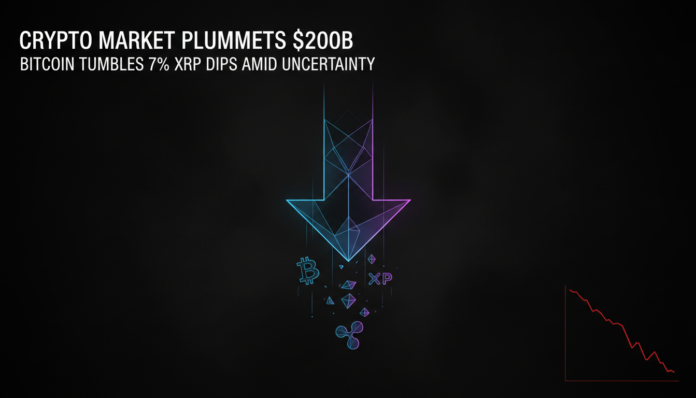 Crypto Market Plummets $200B as Bitcoin Tumbles 7%, XRP Dips Amid Uncertainty