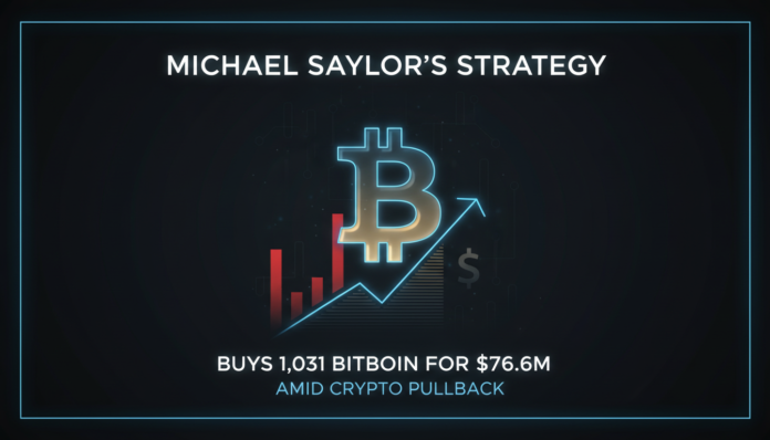 Michael Saylor's Strategy Buys 1,031 Bitcoin for $76.6M Amid Crypto Pullback