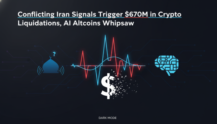 Conflicting Iran Signals Trigger $670M in Crypto Liquidations, AI Altcoins Whipsaw