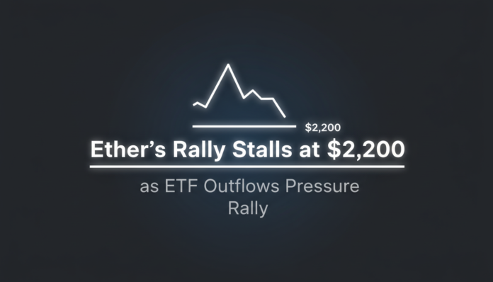 Ether’s Rally Stalls at $2,200 as ETF Outflows Pressure Rally