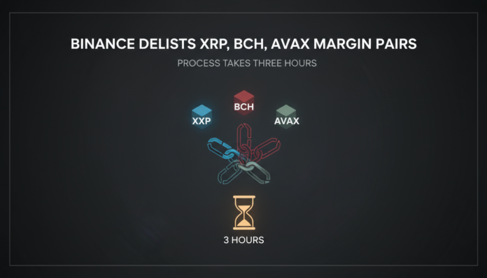 Binance Delists XRP, BCH, AVAX Margin Pairs; Process Takes Three Hours