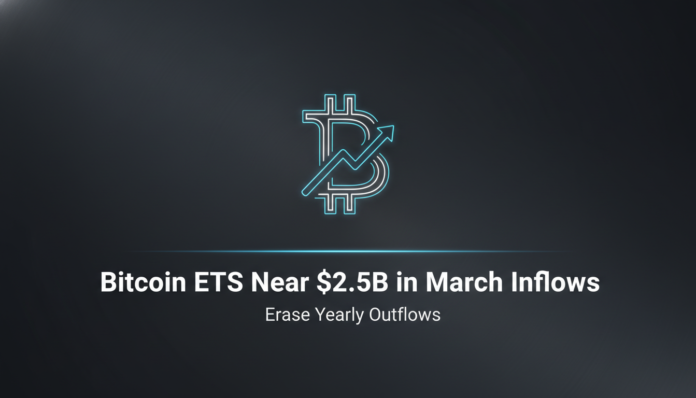 Bitcoin ETFs Near $2.5B in March Inflows, Erase Yearly Outflows