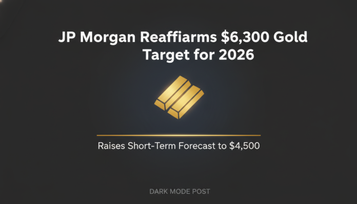 JP Morgan Reaffirms $6,300 Gold Target for 2026, Raises Short-Term Forecast to $4,500