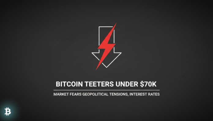 Bitcoin Teeters Under $70K as Market Fears Geopolitical Tensions, Interest Rates