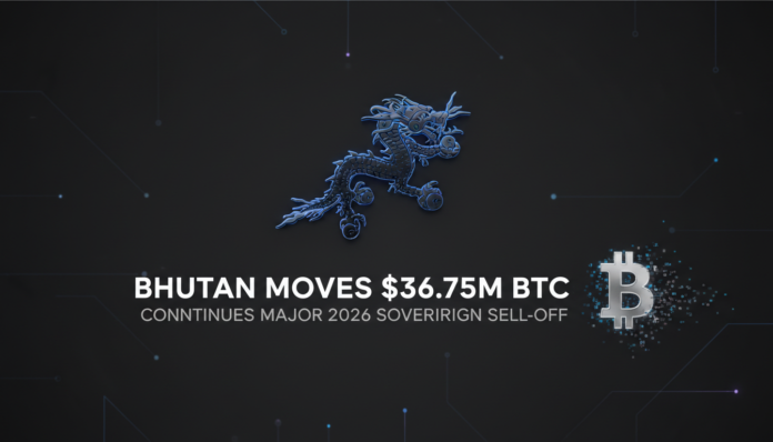 Bhutan Moves $36.75M BTC, Continues Major 2026 Sovereign Sell-Off