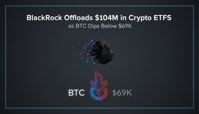 BlackRock Offloads $104M in Crypto ETFs as BTC Dips Below $69K