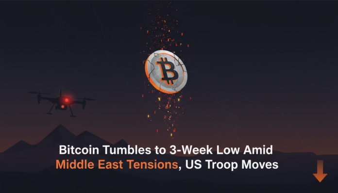 Bitcoin Tumbles to 3-Week Low Amid Middle East Tensions, US Troop Moves