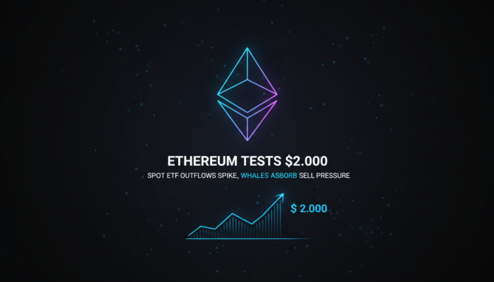 Ethereum Tests $2,000 as Spot ETF Outflows Spike, Whales Absorb Sell Pressure