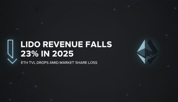 Lido Revenue Falls 23% in 2025, ETH TVL Drops Amid Market Share Loss