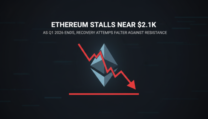 Ethereum Stalls Near $2.1k as Q1 2026 Ends, Recovery Attempts Falter Against Resistance