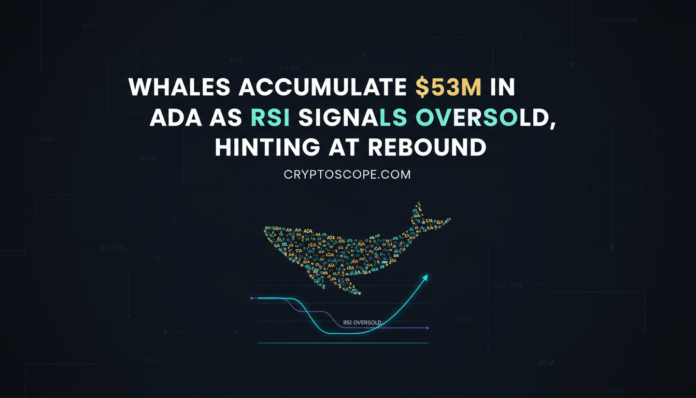 Whales Accumulate $53M in ADA as RSI Signals Oversold, Hinting at Rebound