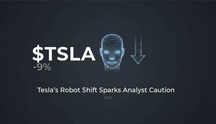 Tesla's Robot Shift Sparks Analyst Caution, $TSLA Falls 9% in 2026