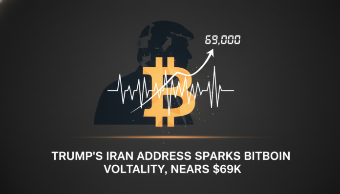 Trump's Iran Address Sparks Bitcoin Volatility, Nears $69K.