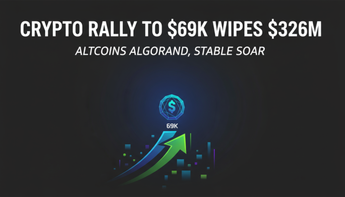 Crypto Rally to $69K Wipes $326M, Altcoins Algorand, Stable Soar