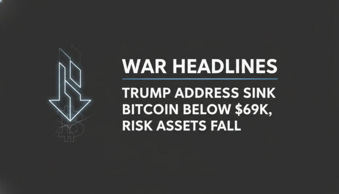 War Headlines, Trump Address Sink Bitcoin Below $69k, Risk Assets Fall