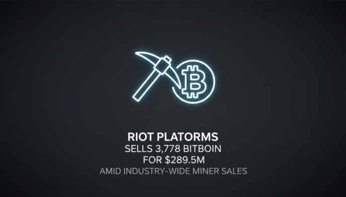 Riot Platforms Sells 3,778 Bitcoin for $289.5M Amid Industry-Wide Miner Sales