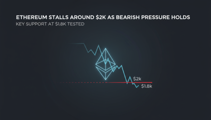 Ethereum Stalls Around $2k as Bearish Pressure Holds, Key Support at $1.8k Tested