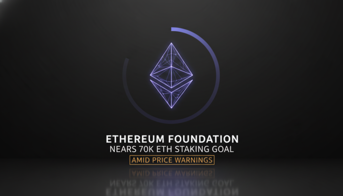 Ethereum Foundation Nears 70K ETH Staking Goal Amid Price Warnings