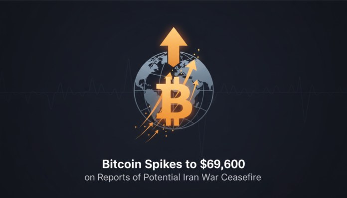 Bitcoin Spikes to $69,600 on Reports of Potential Iran War Ceasefire